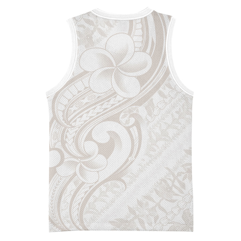 Hawaii Plumeria Lokelani Pikake Lei Basketball Jersey Sandy Beige Polynesian Tattoo