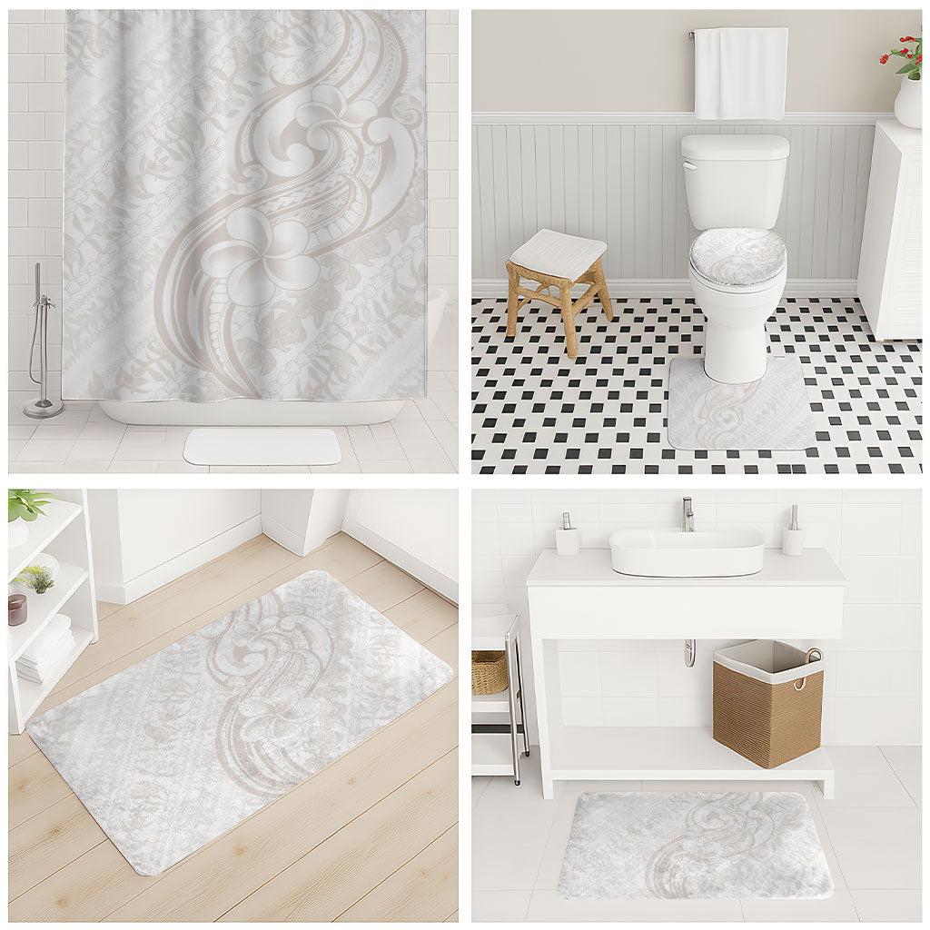 Hawaii Plumeria Lokelani Pikake Lei Bathroom Set Sandy Beige Polynesian Tattoo
