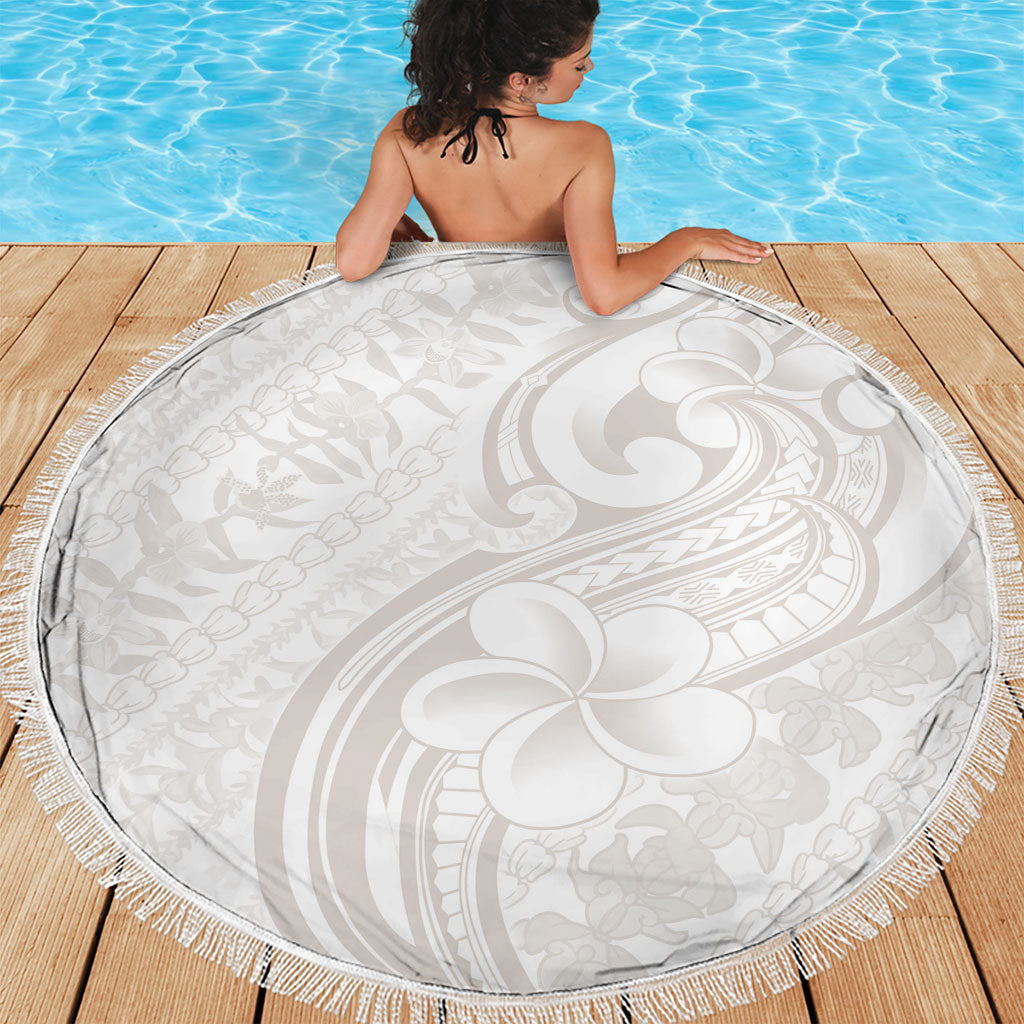 Hawaii Plumeria Lokelani Pikake Lei Beach Blanket Sandy Beige Polynesian Tattoo