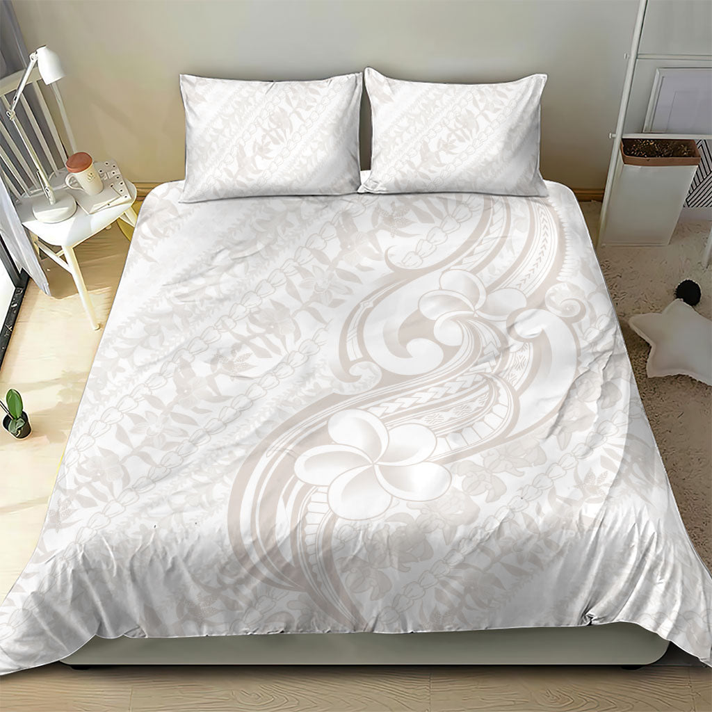 Hawaii Plumeria Lokelani Pikake Lei Bedding Set Sandy Beige Polynesian Tattoo