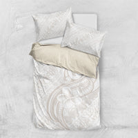 Hawaii Plumeria Lokelani Pikake Lei Bedding Set Sandy Beige Polynesian Tattoo