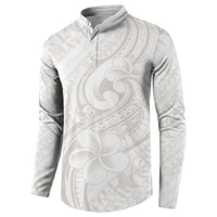 Hawaii Plumeria Lokelani Pikake Lei Button Sweatshirt Sandy Beige Polynesian Tattoo