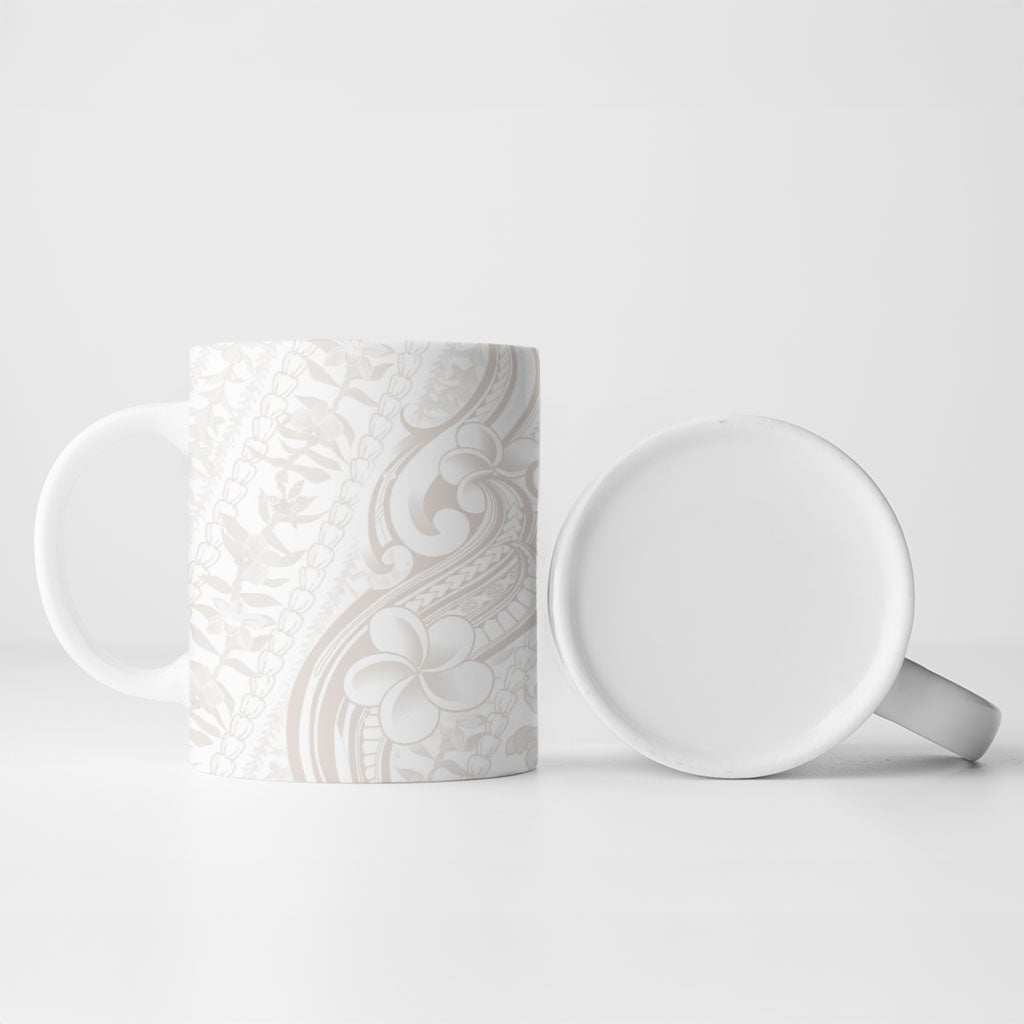 Hawaii Plumeria Lokelani Pikake Lei Ceramic Mug Sandy Beige Polynesian Tattoo