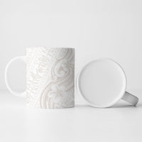 Hawaii Plumeria Lokelani Pikake Lei Ceramic Mug Sandy Beige Polynesian Tattoo