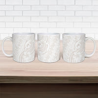 Hawaii Plumeria Lokelani Pikake Lei Ceramic Mug Sandy Beige Polynesian Tattoo