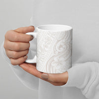 Hawaii Plumeria Lokelani Pikake Lei Ceramic Mug Sandy Beige Polynesian Tattoo