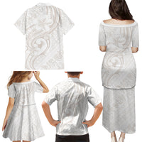 Hawaii Plumeria Lokelani Pikake Lei Family Matching Puletasi and Hawaiian Shirt Sandy Beige Polynesian Tattoo