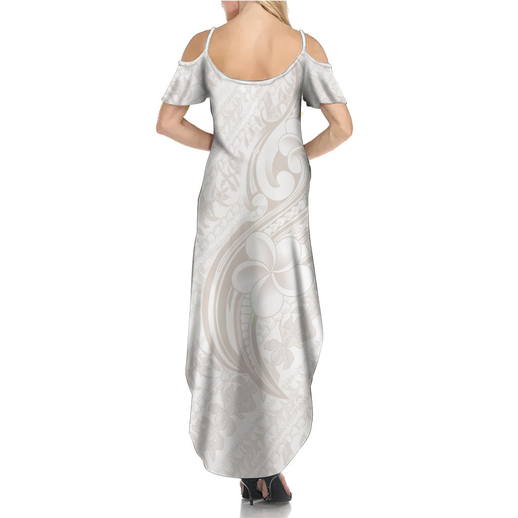 Hawaii Plumeria Lokelani Pikake Lei Family Matching Summer Maxi Dress and Hawaiian Shirt Sandy Beige Polynesian Tattoo