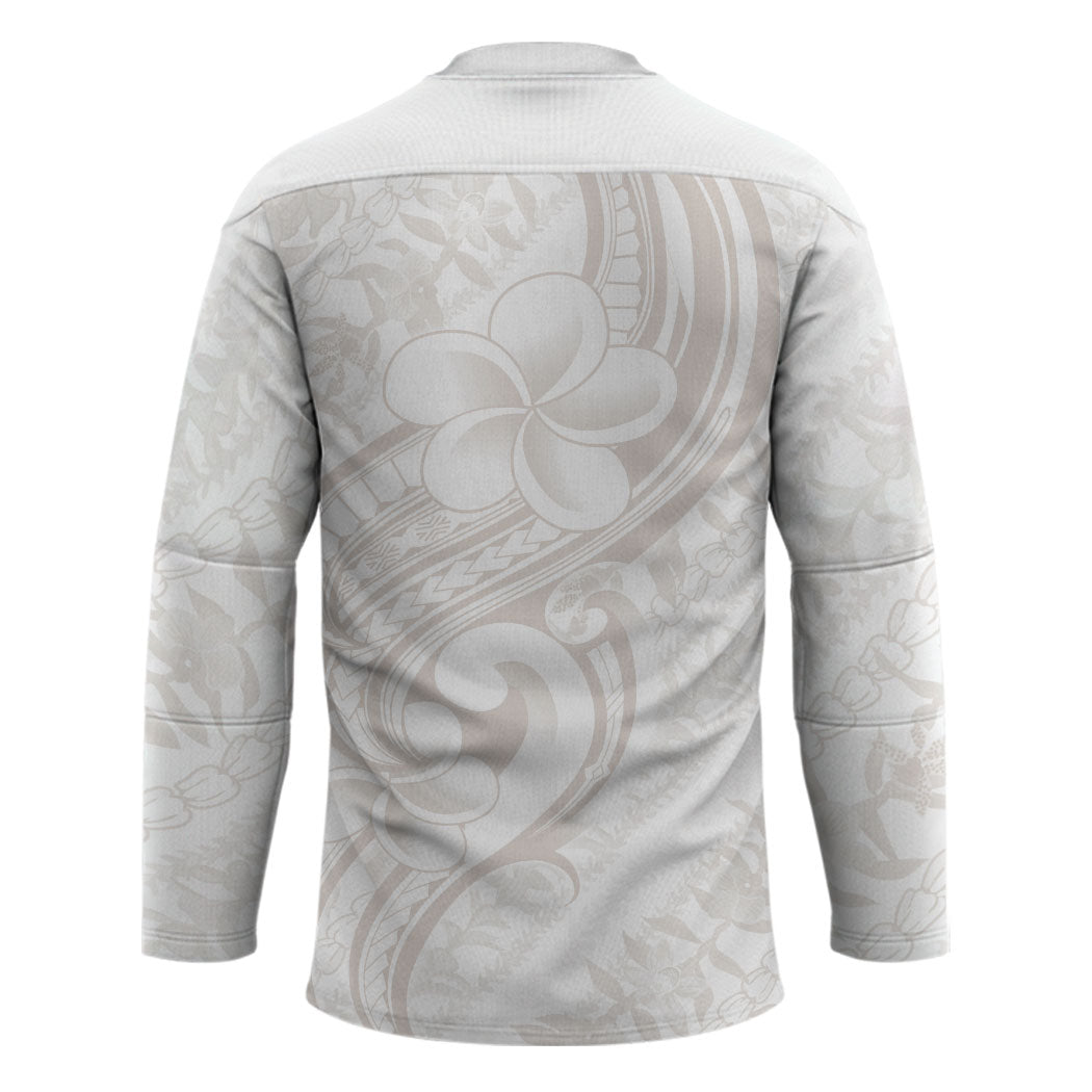 Hawaii Plumeria Lokelani Pikake Lei Hockey Jersey Sandy Beige Polynesian Tattoo