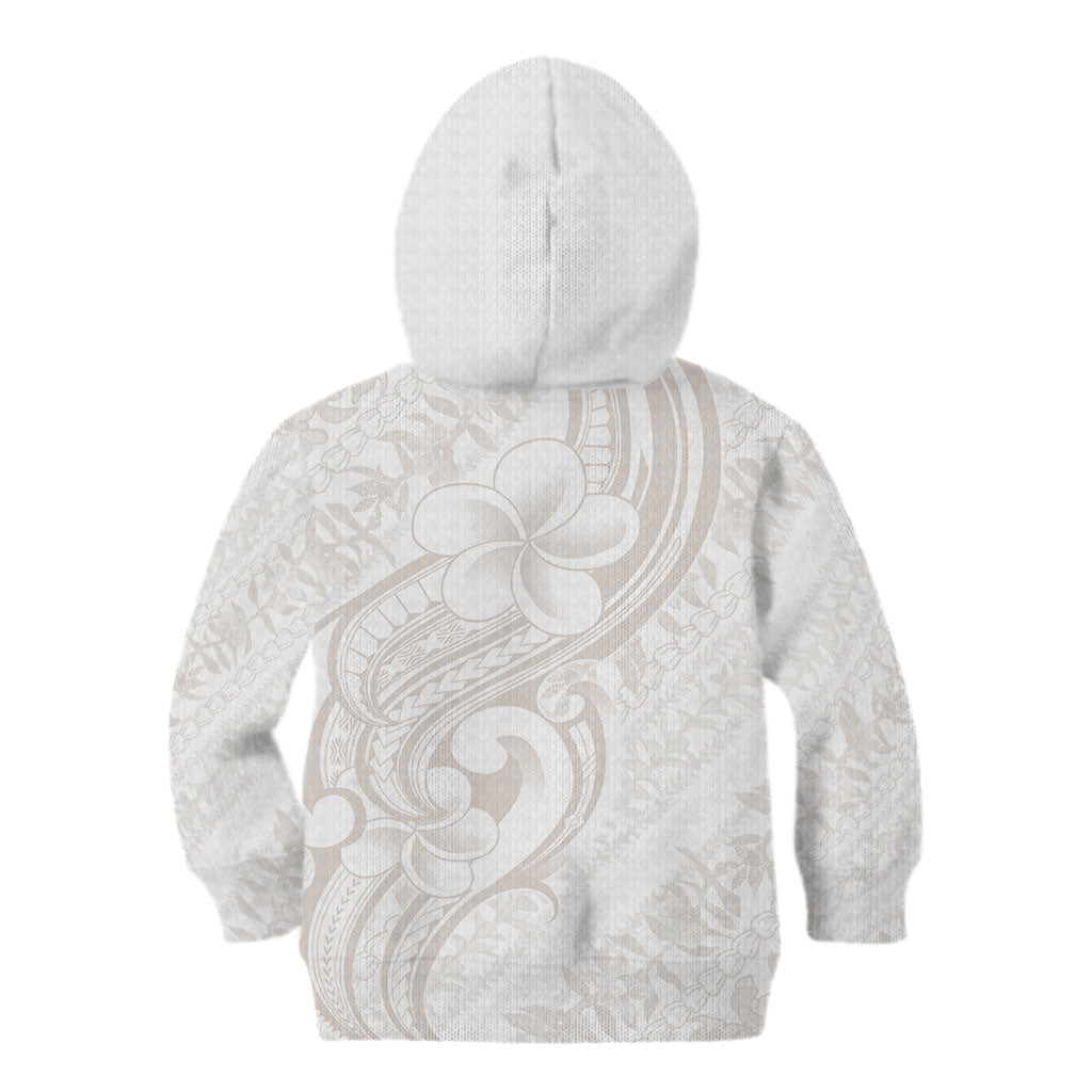 Hawaii Plumeria Lokelani Pikake Lei Kid Hoodie Sandy Beige Polynesian Tattoo