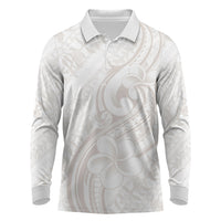 Hawaii Plumeria Lokelani Pikake Lei Long Sleeve Polo Shirt Sandy Beige Polynesian Tattoo