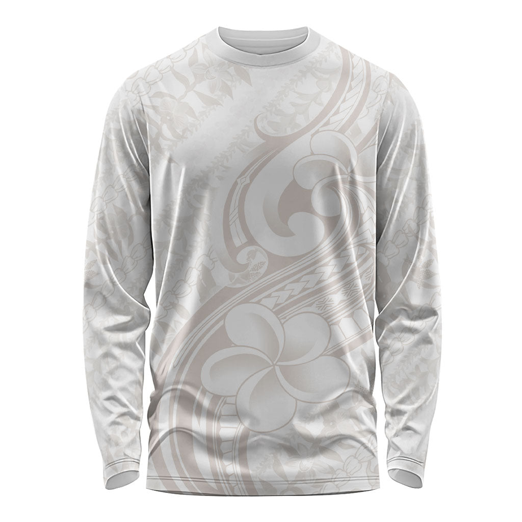 Hawaii Plumeria Lokelani Pikake Lei Long Sleeve Shirt Sandy Beige Polynesian Tattoo