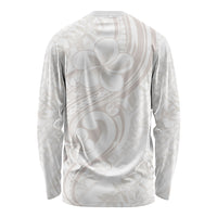 Hawaii Plumeria Lokelani Pikake Lei Long Sleeve Shirt Sandy Beige Polynesian Tattoo