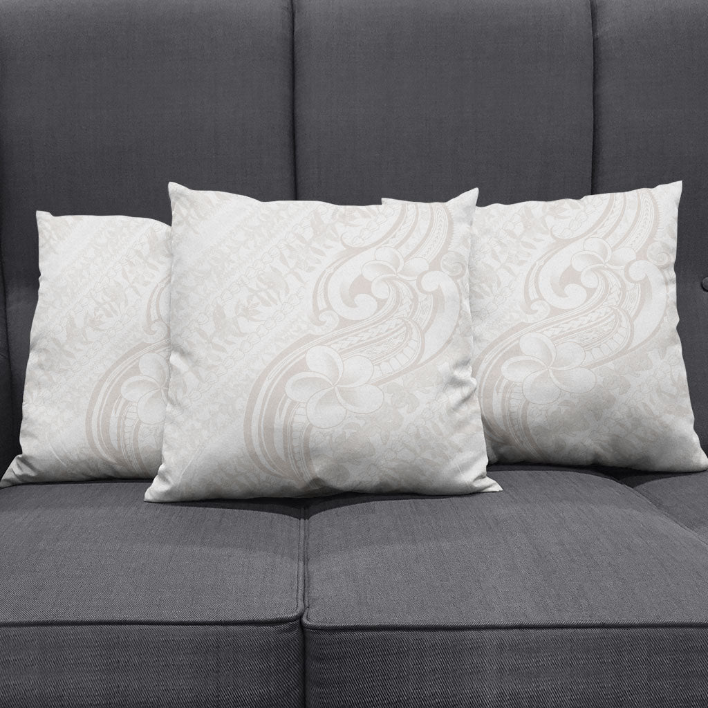 Hawaii Plumeria Lokelani Pikake Lei Pillow Cover Sandy Beige Polynesian Tattoo