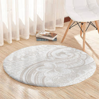 Hawaii Plumeria Lokelani Pikake Lei Round Carpet Sandy Beige Polynesian Tattoo