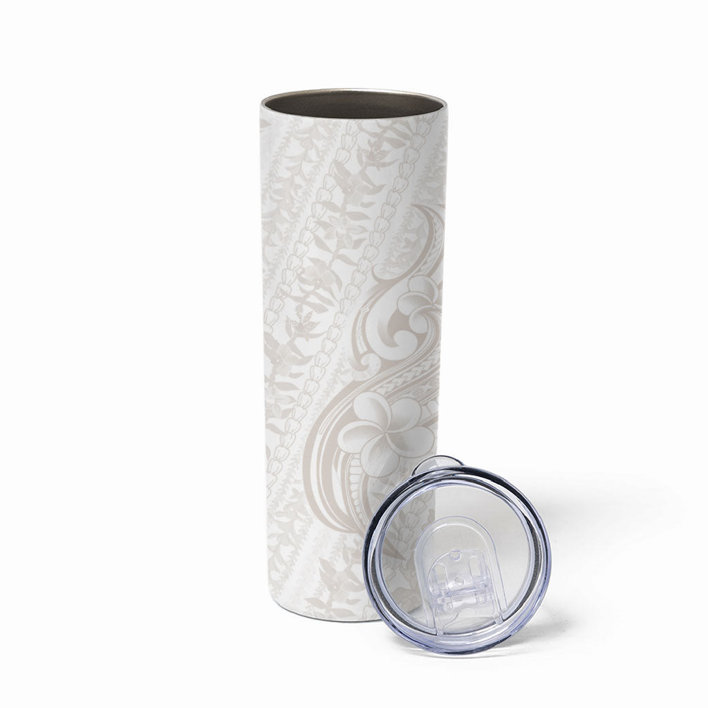 Hawaii Plumeria Lokelani Pikake Lei Skinny Tumbler Sandy Beige Polynesian Tattoo