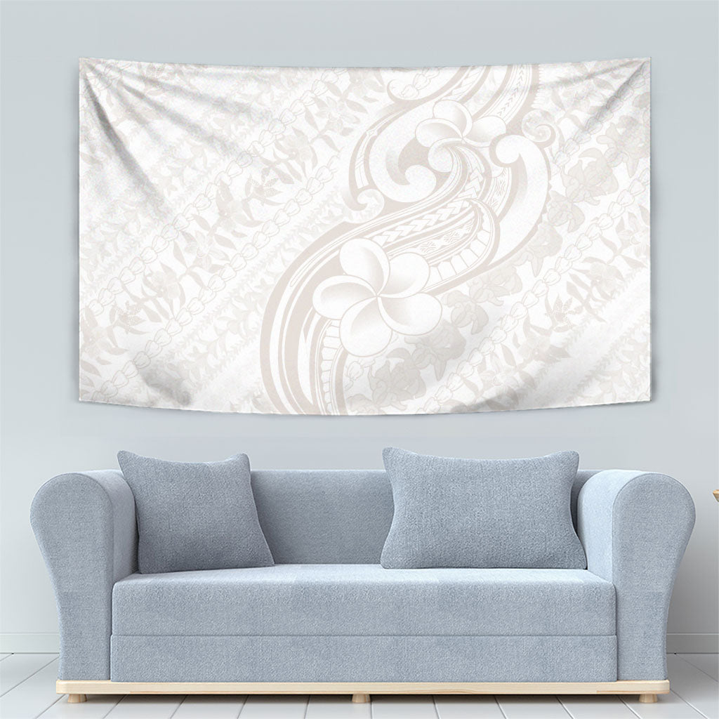 Hawaii Plumeria Lokelani Pikake Lei Tapestry Sandy Beige Polynesian Tattoo