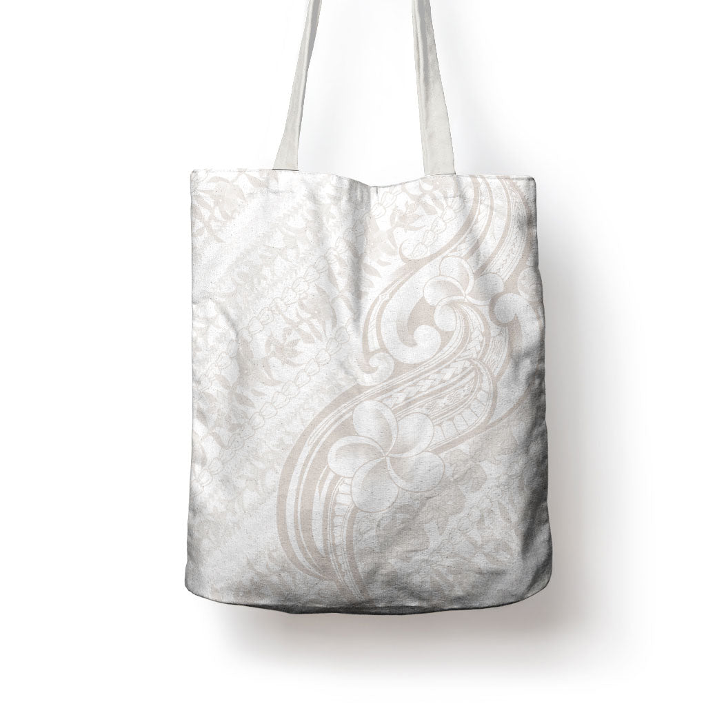 Hawaii Plumeria Lokelani Pikake Lei Tote Bag Sandy Beige Polynesian Tattoo