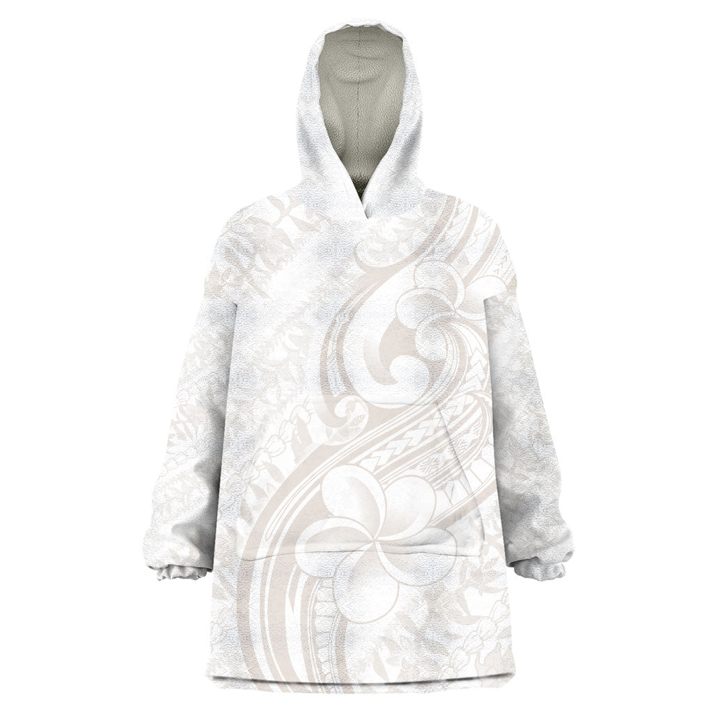 Hawaii Plumeria Lokelani Pikake Lei Wearable Blanket Hoodie Sandy Beige Polynesian Tattoo