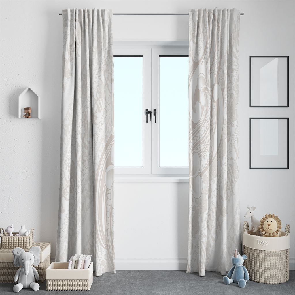 Hawaii Plumeria Lokelani Pikake Lei Window Curtain Sandy Beige Polynesian Tattoo