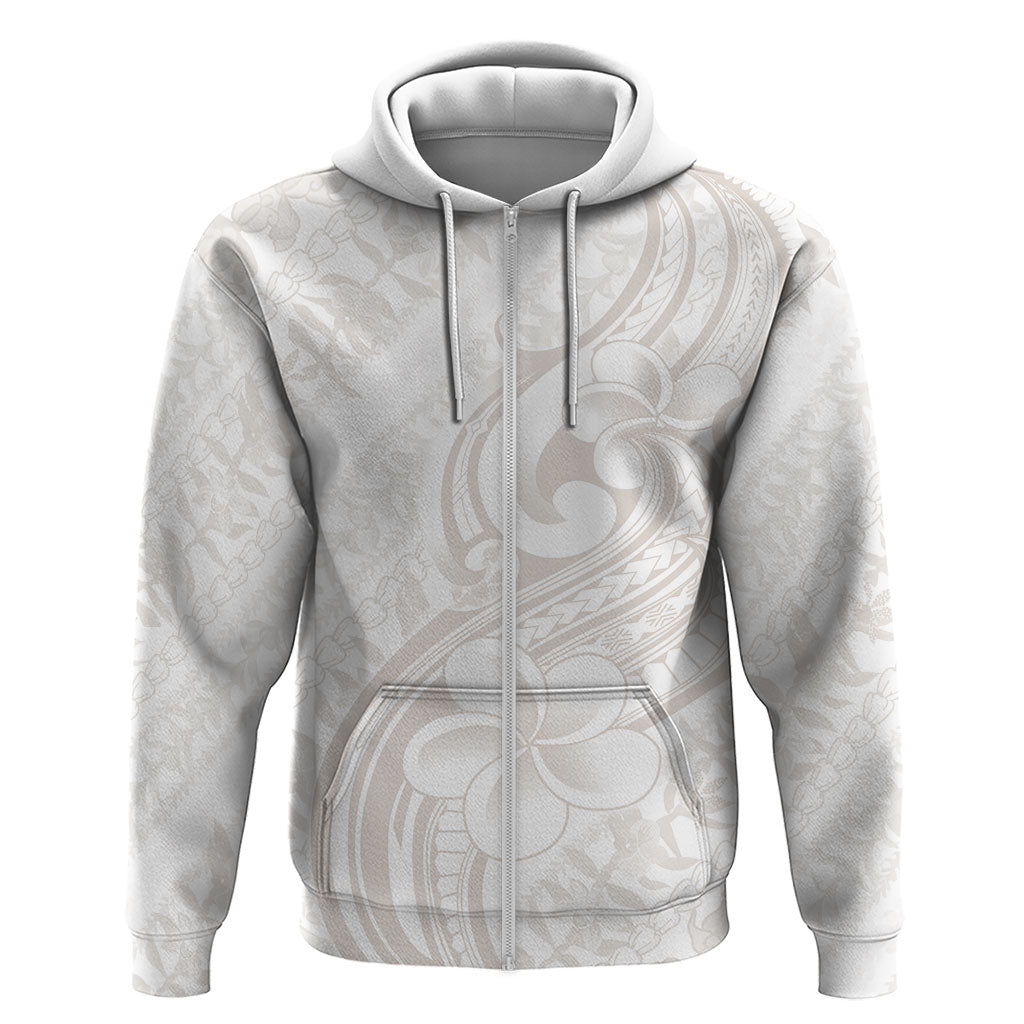 Hawaii Plumeria Lokelani Pikake Lei Zip Hoodie Sandy Beige Polynesian Tattoo LT9 Zip Hoodie Beige - Polynesian Pride
