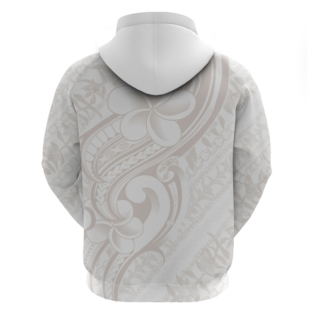 Hawaii Plumeria Lokelani Pikake Lei Zip Hoodie Sandy Beige Polynesian Tattoo