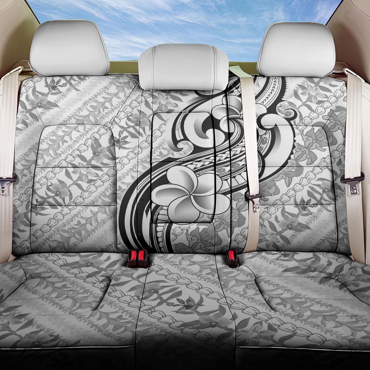 Hawaii Plumeria Lokelani Pikake Lei Back Car Seat Cover Ele'ele Polynesian Tattoo