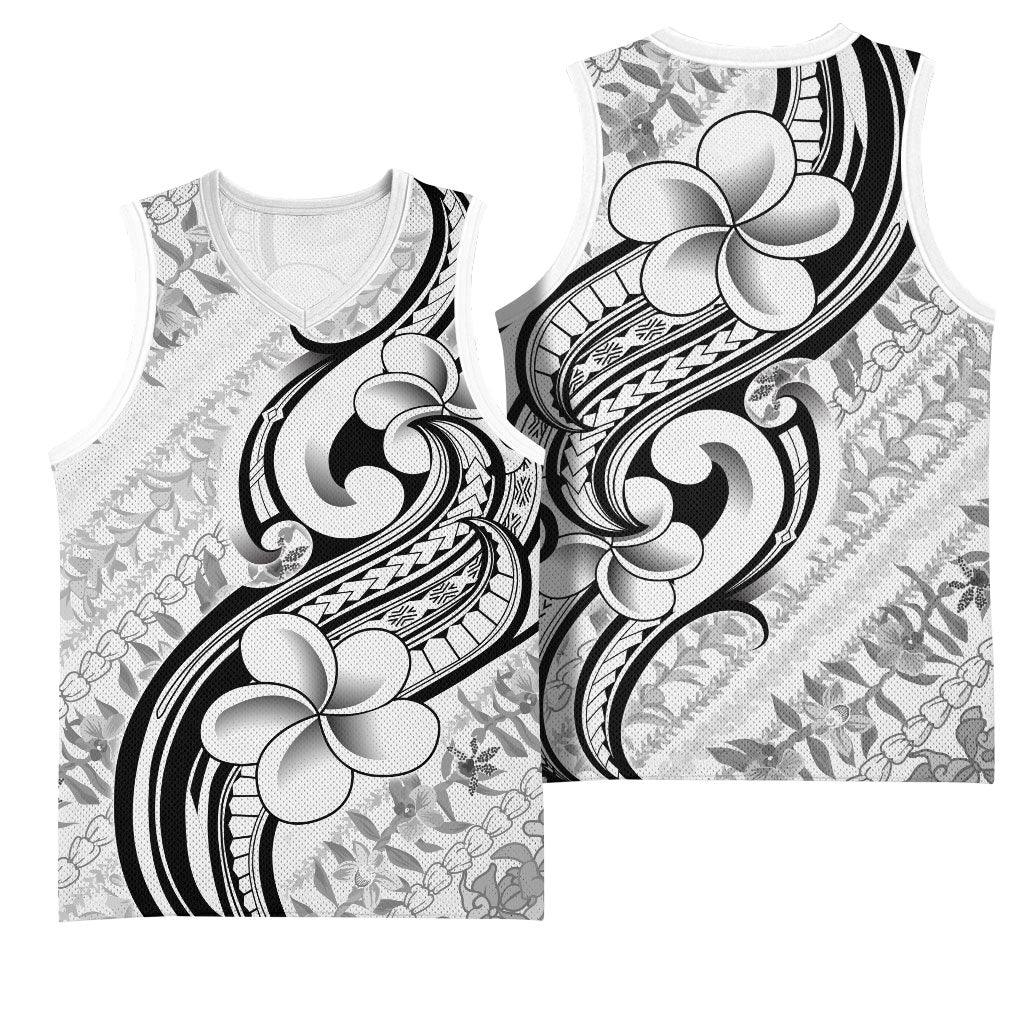 Hawaii Plumeria Lokelani Pikake Lei Basketball Jersey Ele'ele Polynesian Tattoo