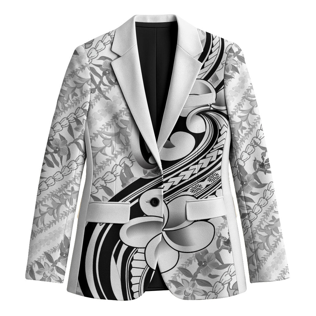 Hawaii Plumeria Lokelani Pikake Lei Blazer Ele'ele Polynesian Tattoo LT9 Unisex Black - Polynesian Pride