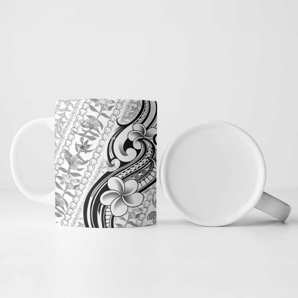 Hawaii Plumeria Lokelani Pikake Lei Ceramic Mug Ele'ele Polynesian Tattoo