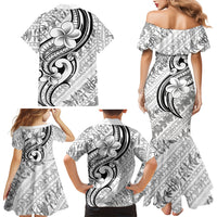 Hawaii Plumeria Lokelani Pikake Lei Family Matching Mermaid Dress and Hawaiian Shirt Ele'ele Polynesian Tattoo