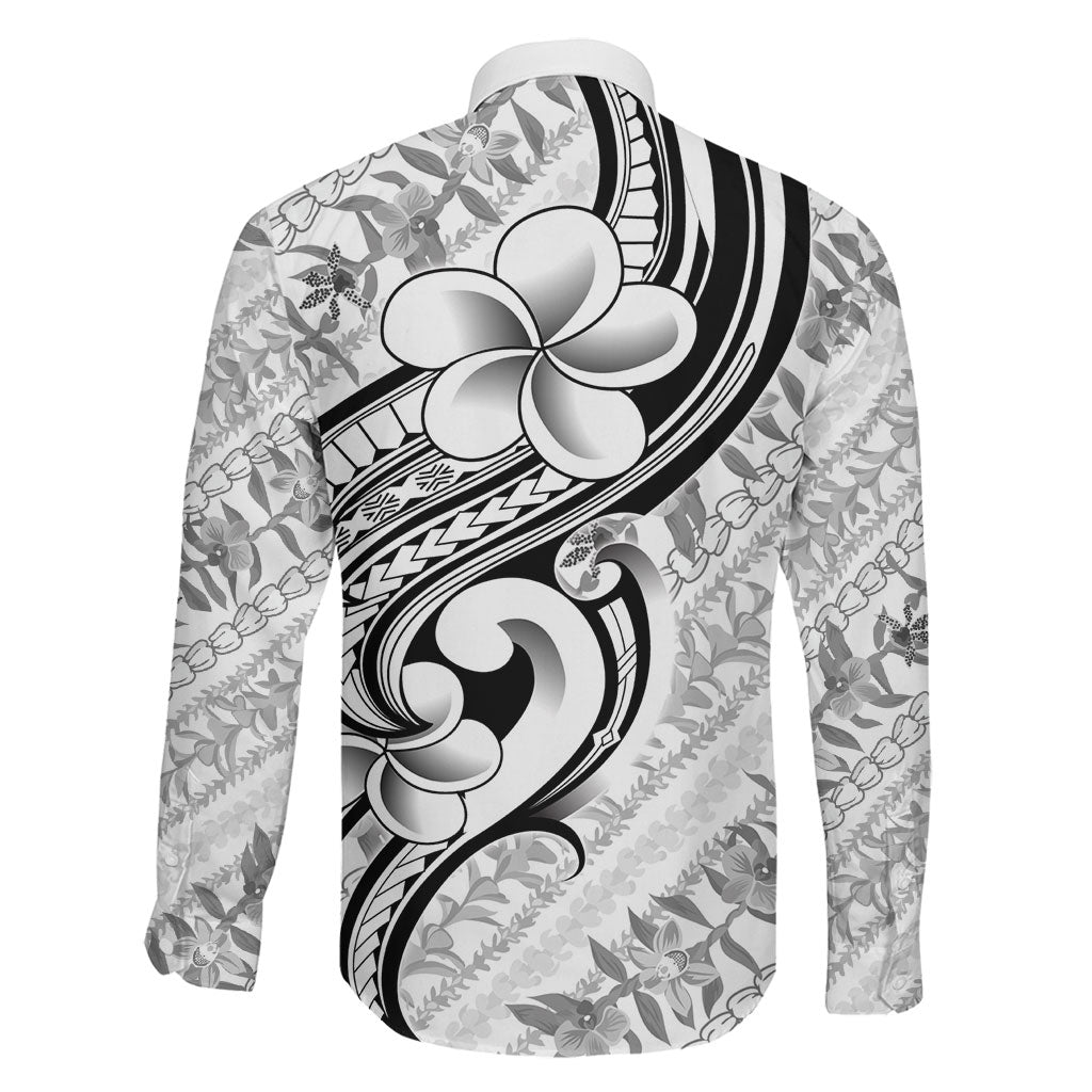 Hawaii Plumeria Lokelani Pikake Lei Family Matching Off The Shoulder Long Sleeve Dress and Hawaiian Shirt Ele'ele Polynesian Tattoo