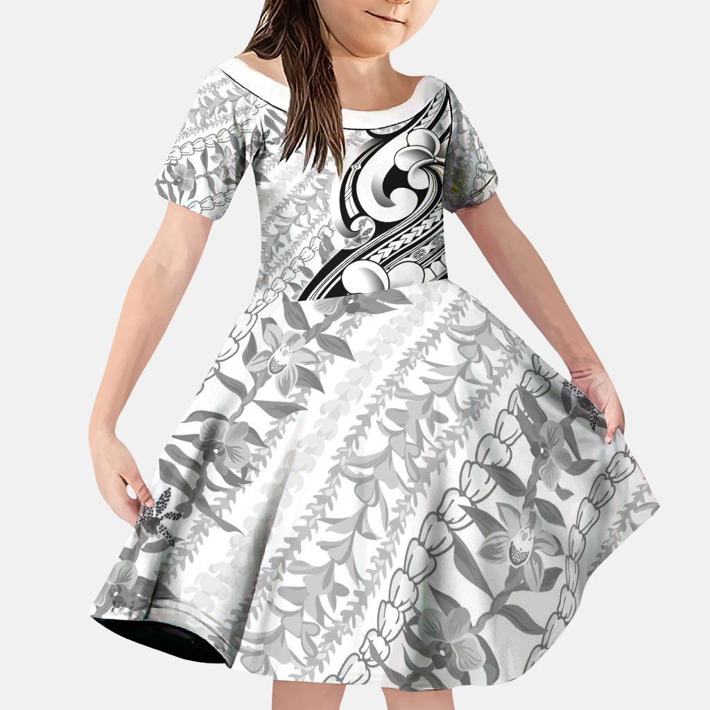 Hawaii Plumeria Lokelani Pikake Lei Family Matching Off Shoulder Short Dress and Hawaiian Shirt Ele'ele Polynesian Tattoo
