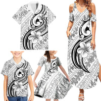 Hawaii Plumeria Lokelani Pikake Lei Family Matching Summer Maxi Dress and Hawaiian Shirt Ele'ele Polynesian Tattoo