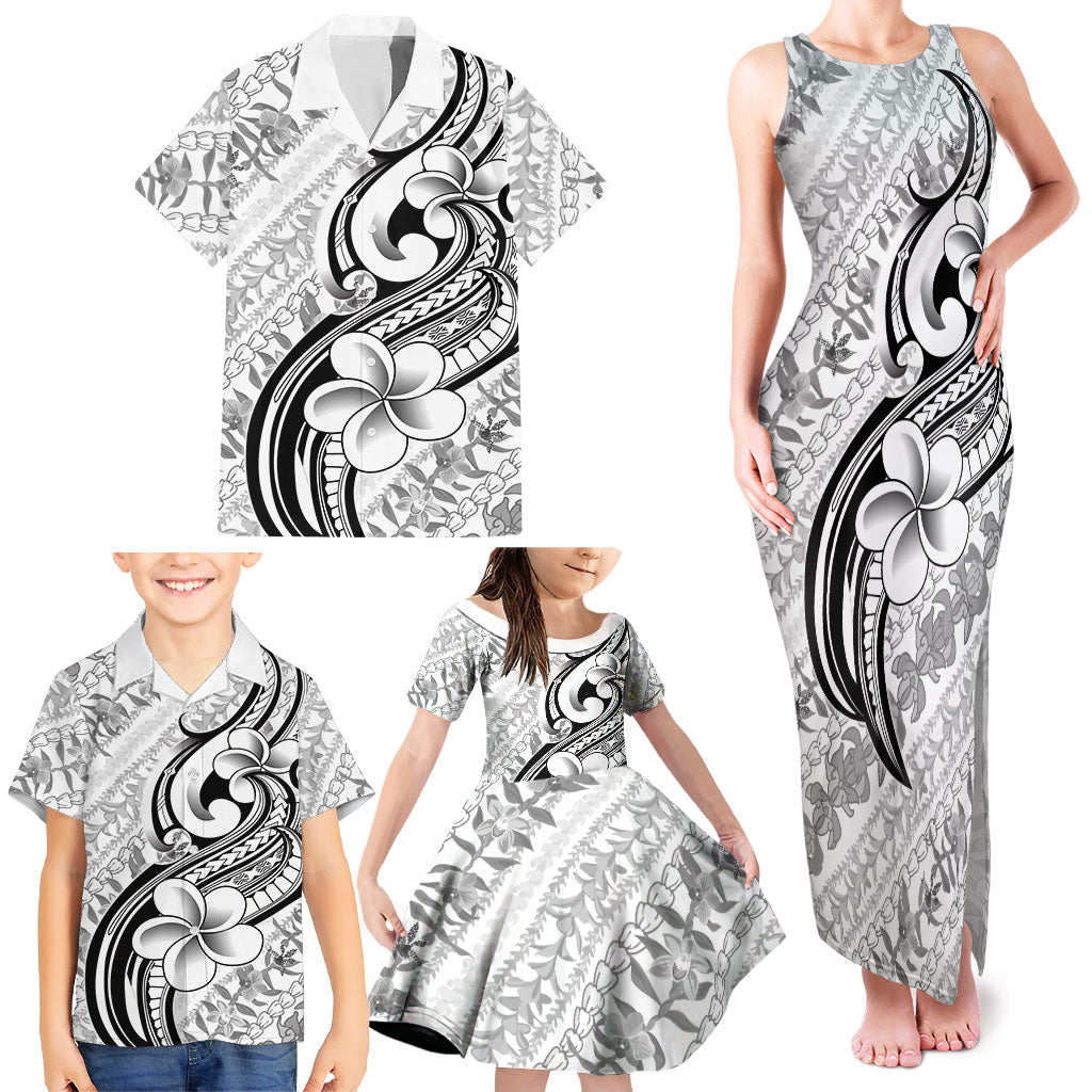 Hawaii Plumeria Lokelani Pikake Lei Family Matching Tank Maxi Dress and Hawaiian Shirt Ele'ele Polynesian Tattoo
