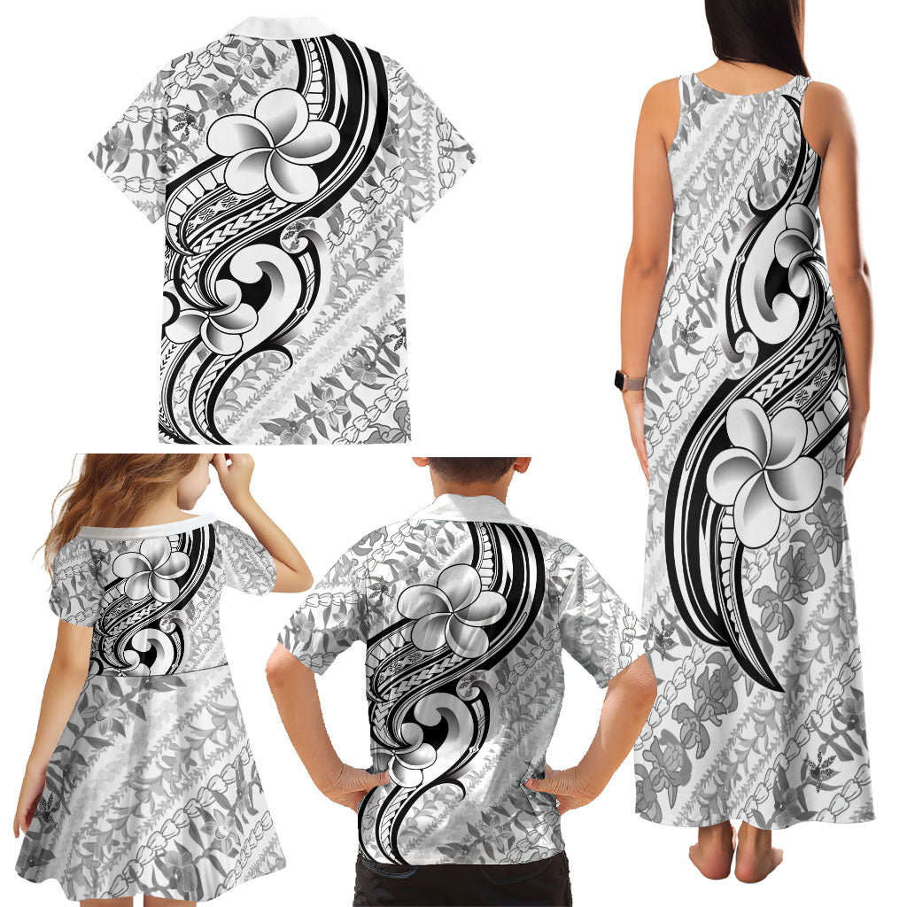 Hawaii Plumeria Lokelani Pikake Lei Family Matching Tank Maxi Dress and Hawaiian Shirt Ele'ele Polynesian Tattoo