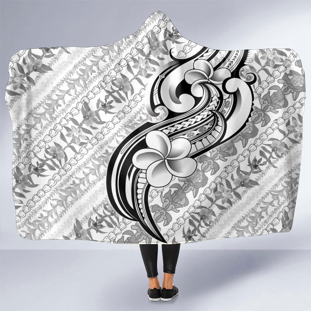 Hawaii Plumeria Lokelani Pikake Lei Hooded Blanket Ele'ele Polynesian Tattoo