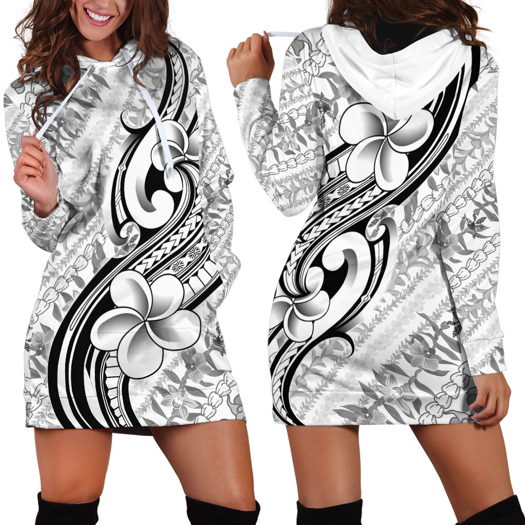 Hawaii Plumeria Lokelani Pikake Lei Hoodie Dress Ele'ele Polynesian Tattoo
