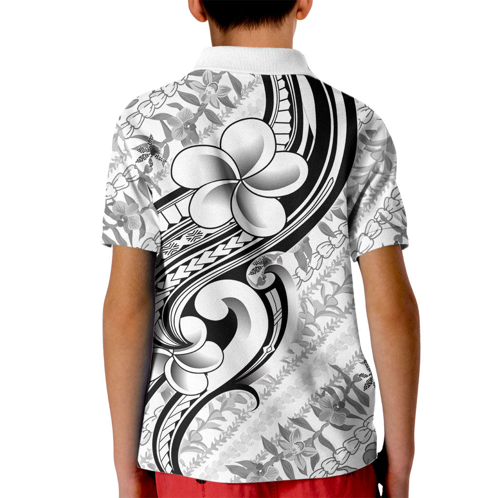 Hawaii Plumeria Lokelani Pikake Lei Kid Polo Shirt Ele'ele Polynesian Tattoo