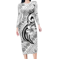 Hawaii Plumeria Lokelani Pikake Lei Long Sleeve Bodycon Dress Ele'ele Polynesian Tattoo