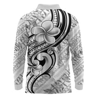 Hawaii Plumeria Lokelani Pikake Lei Long Sleeve Polo Shirt Ele'ele Polynesian Tattoo