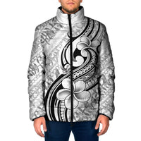 Hawaii Plumeria Lokelani Pikake Lei Padded Jacket Ele'ele Polynesian Tattoo