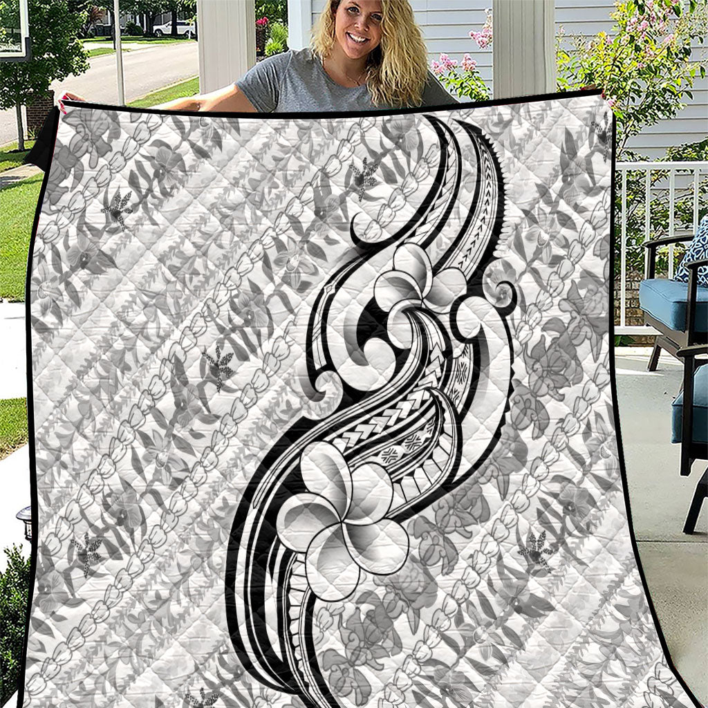 Hawaii Plumeria Lokelani Pikake Lei Quilt Ele'ele Polynesian Tattoo LT9 Black - Polynesian Pride