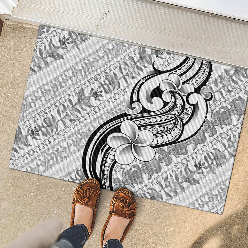 Hawaii Plumeria Lokelani Pikake Lei Rubber Doormat Ele'ele Polynesian Tattoo