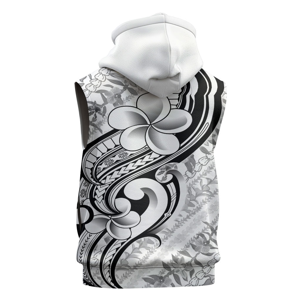 Hawaii Plumeria Lokelani Pikake Lei Sleeveless Hoodie Ele'ele Polynesian Tattoo