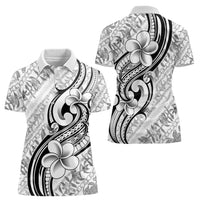 Hawaii Plumeria Lokelani Pikake Lei Women Polo Shirt Ele'ele Polynesian Tattoo