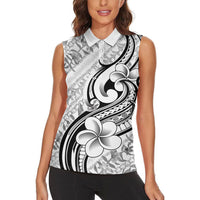 Hawaii Plumeria Lokelani Pikake Lei Women Sleeveless Polo Shirt Ele'ele Polynesian Tattoo
