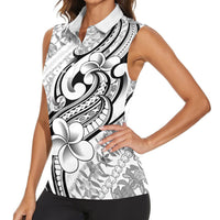Hawaii Plumeria Lokelani Pikake Lei Women Sleeveless Polo Shirt Ele'ele Polynesian Tattoo