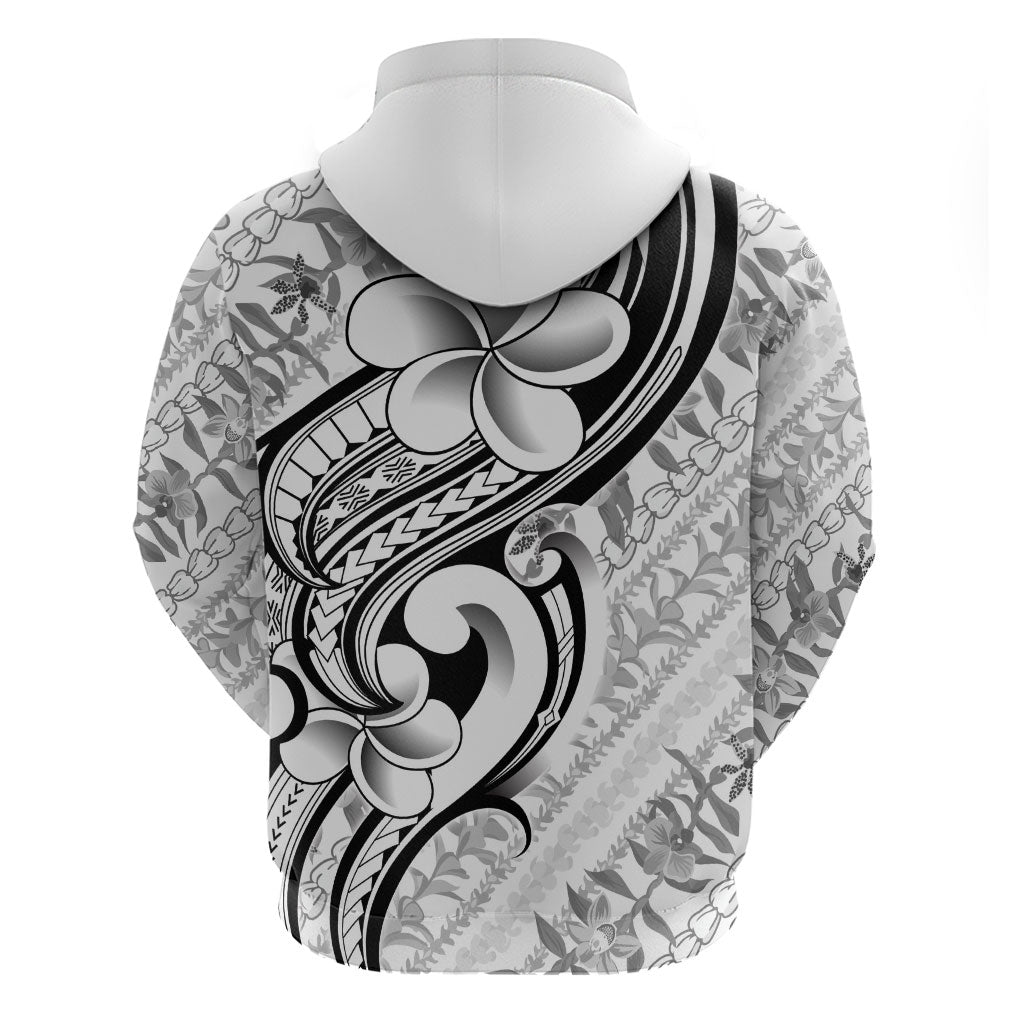 Hawaii Plumeria Lokelani Pikake Lei Zip Hoodie Ele'ele Polynesian Tattoo