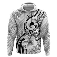 Hawaii Plumeria Lokelani Pikake Lei Zip Hoodie Ele'ele Polynesian Tattoo